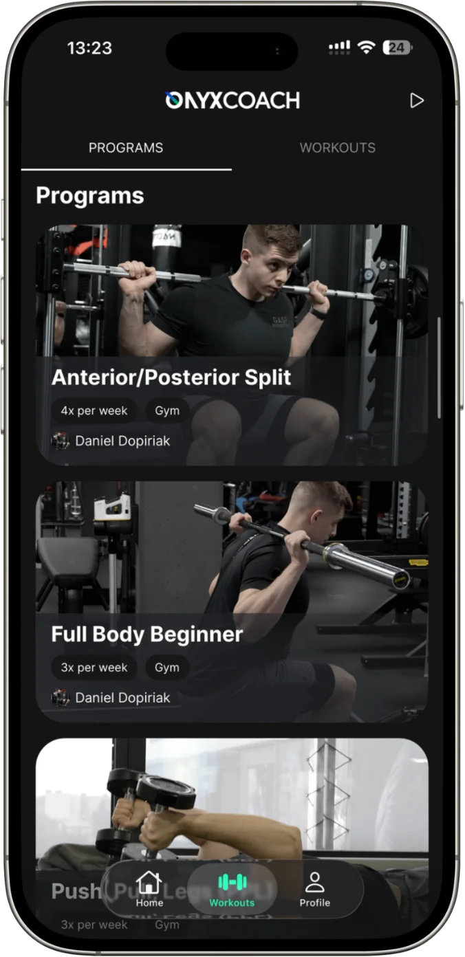 Programs from the trainer in the app